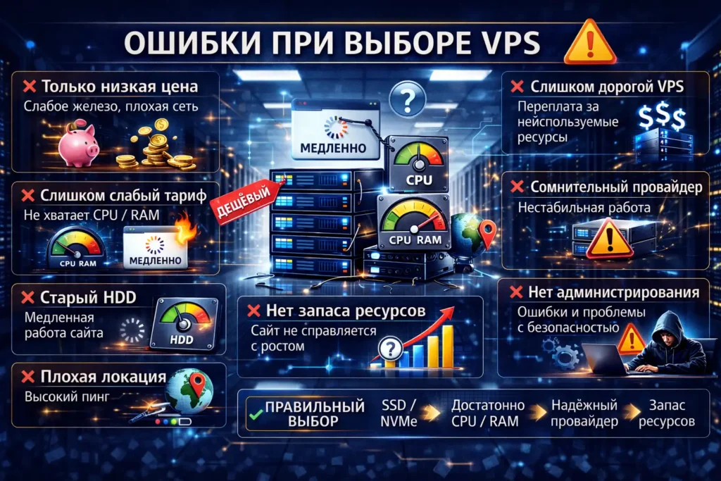 Ошибки при выборе VPS — что важно учитывать